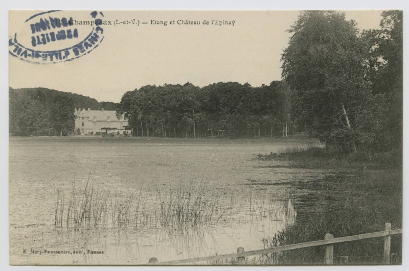 Carte postale ancienne 2385. Champeaux (I.-et-V.) - Etang et Château de l'Epinay.