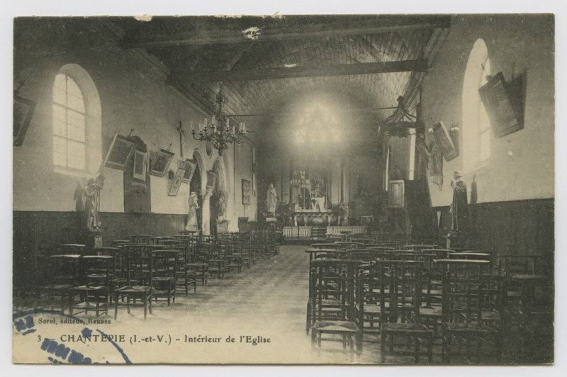 Carte postale ancienne 3 - Chantepie (I.-et-V.) - Intérieur de l'Eglise.