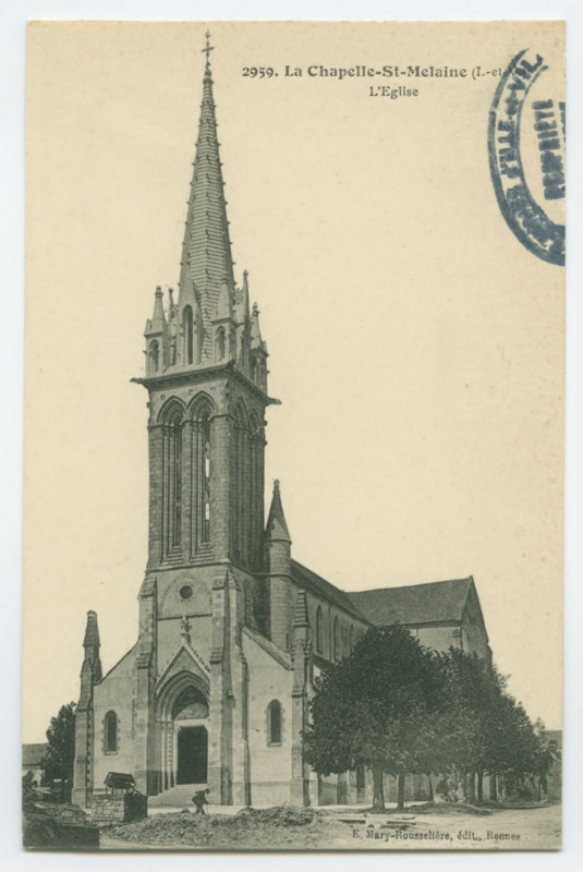 Carte postale ancienne 2959. La Chapelle-St-Melaine (I.-et-V.) L'Eglise.