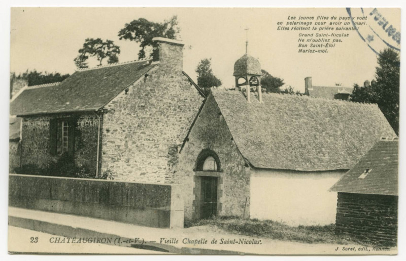 Carte postale ancienne 23 Chateaugiron (I.-et-V.). - Vieille Chapelle de Saint-Nicolas.