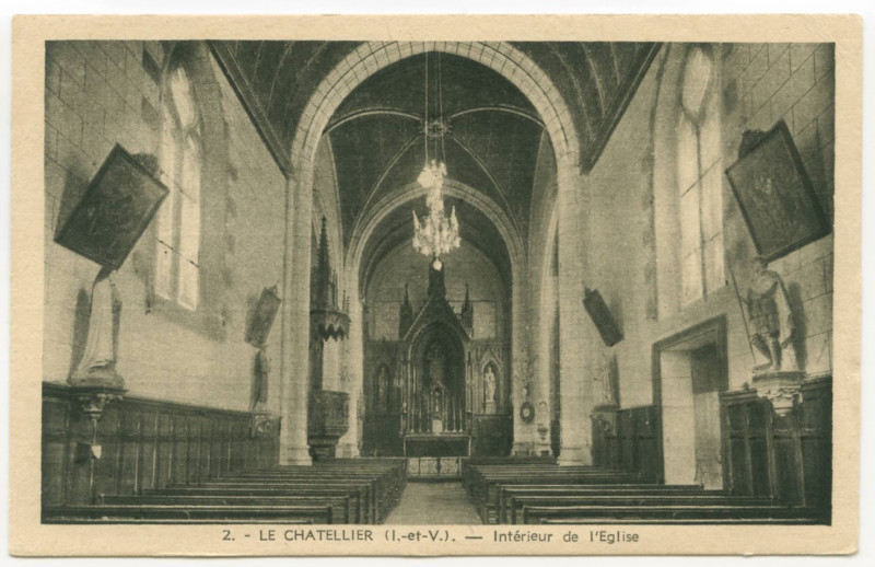 Carte postale ancienne 2. - Le Chatellier (I.-et-V.). - Intérieur de l'Eglise.