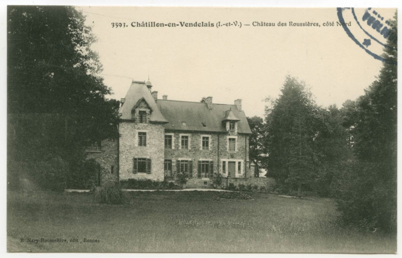 Carte postale ancienne 3593. Châtillon-en-Vendelais (I.-et-V.) _ Château des Roussières, côté Nord.