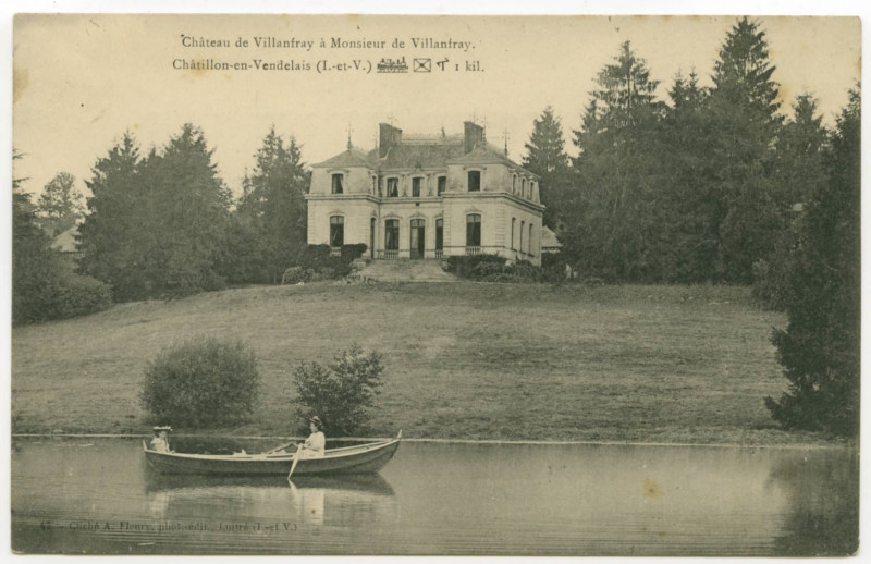 Carte postale ancienne Château de Villanfray à Monsieur de Villanfray. Châtillon-en-Vendelais (I.-et-V.).