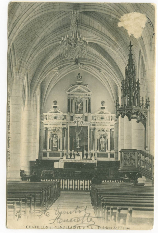 Carte postale ancienne Chatillon-En-Vendelais (I.-et-V.) - Intérieur de l'Eglise