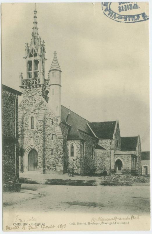 Carte postale ancienne Chelun - L'Eglise.