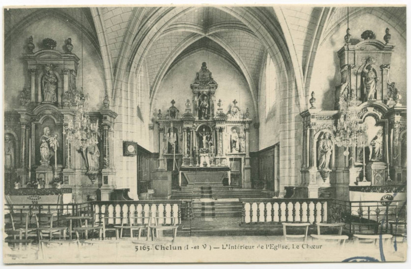 Carte postale ancienne 5165. Chelun (I.-et V.) - L'Intérieur de l'Eglise. Le Choeur.