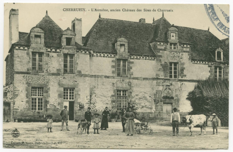 Carte postale ancienne Cherrueix. - L'Aumône, ancien Château des Sires de CherRUEix.