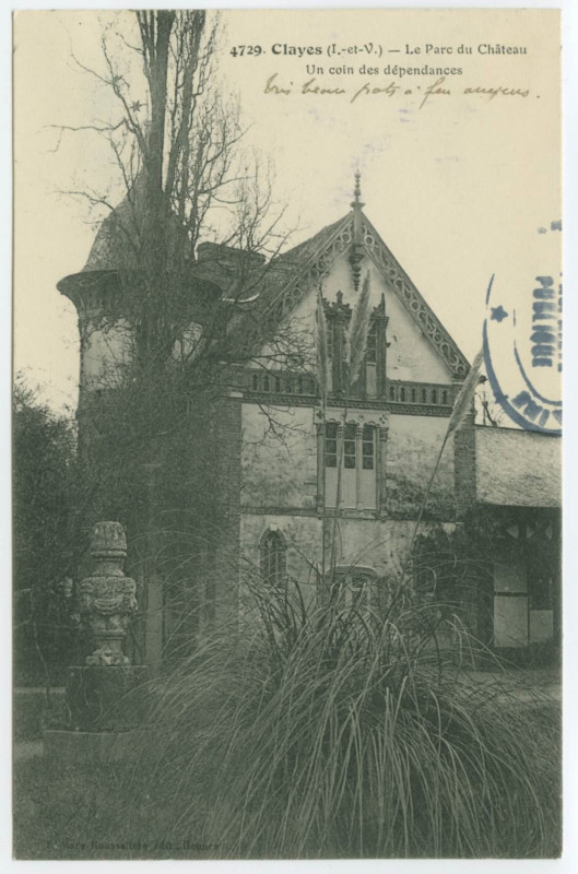 Carte postale ancienne 4729. Clayes (I.-et-V.) _ Le Parc du Château - Un coin des dépendances.