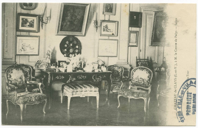 Carte postale ancienne Chateau de Clayes (I.-et-V.), à M. le Comte de Palys _ Salon.