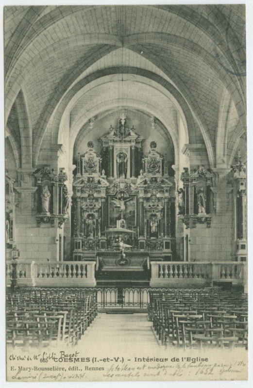 Carte postale ancienne 665 Coesmes (I.-et-V.) - Intérieur de l'Eglise.