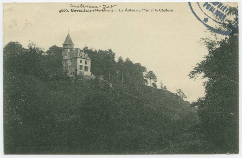 Carte postale ancienne 4609. Carentoir (Morbihan) _ La Vallée du Mur et le Château.