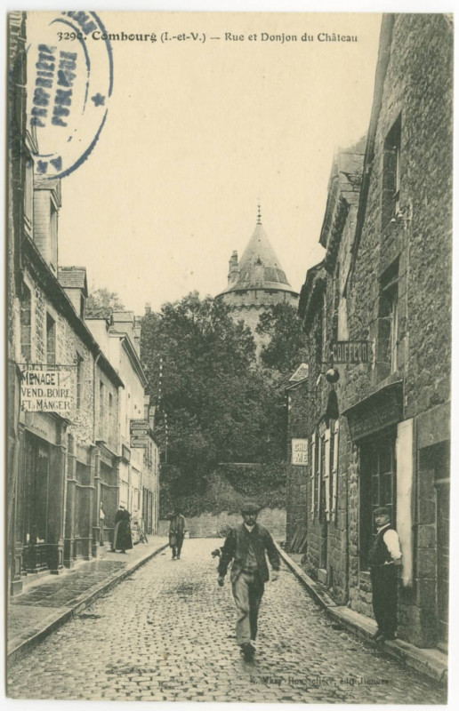 Carte postale ancienne 3290. Combourg (I.-et-V.) _ Rue et Donjon du Château.