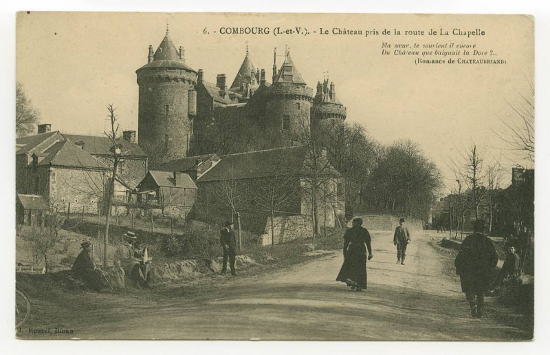 Carte postale ancienne 6. - Combourg (I.-et-V.). - Le Château pris de la route de La Chapelle.