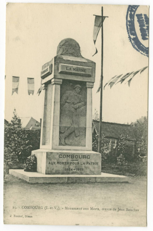 Carte postale ancienne 25. - Combourg (I.-et-V.). - Monument au Morts, oeuvre de Jean Boucher.