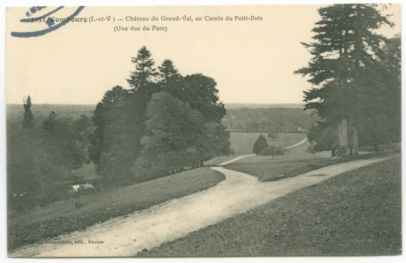 Carte postale ancienne 3951. Combourg (I.-et-V.) - Château du Grand-Val, au Comte du Petit-Bois - (Une vue du Parc).