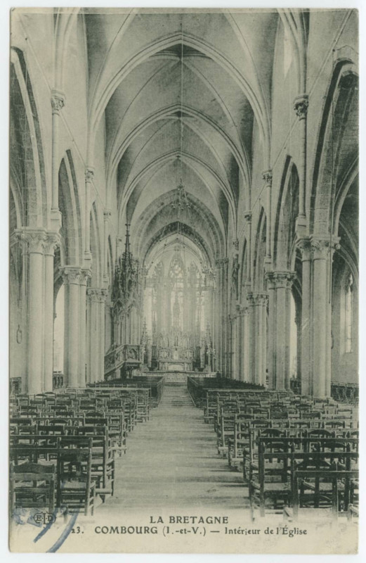 Carte postale ancienne 23. Combourg (I.-et-V.) - Intérieur de l'Eglise.