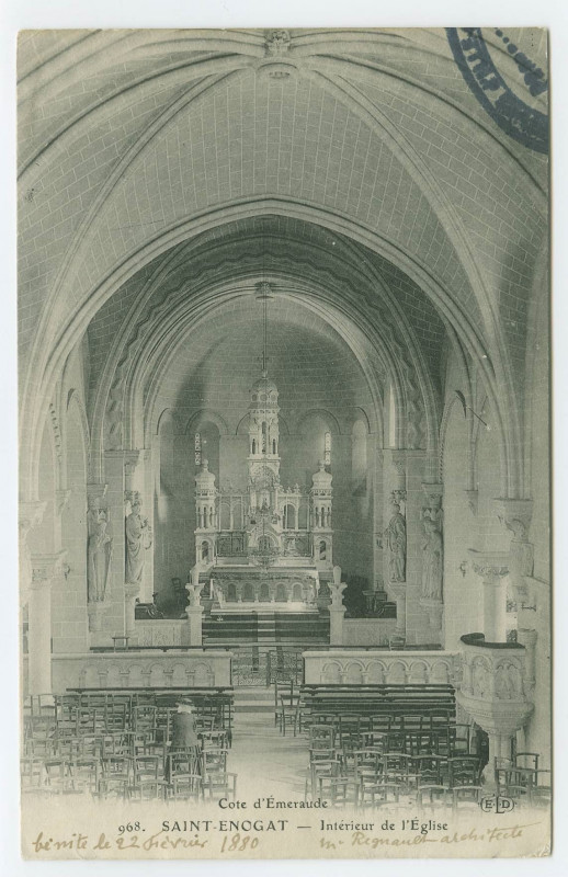 Carte postale ancienne 968. Saint-Enogat - Intérieur de l'Eglise.