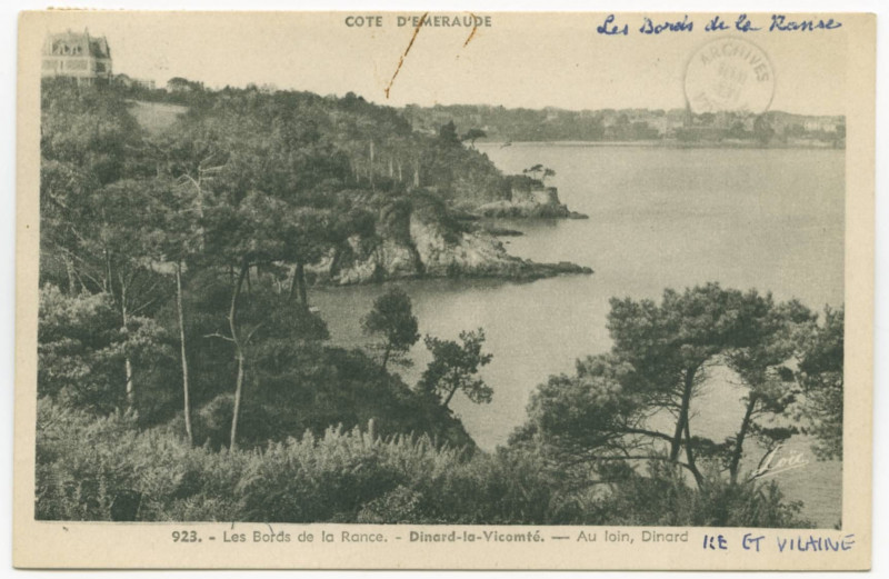 Carte postale ancienne 923. - Les Bords de la Rance. - Dinard-la-Vicomté. _ Au loin, Dinard.