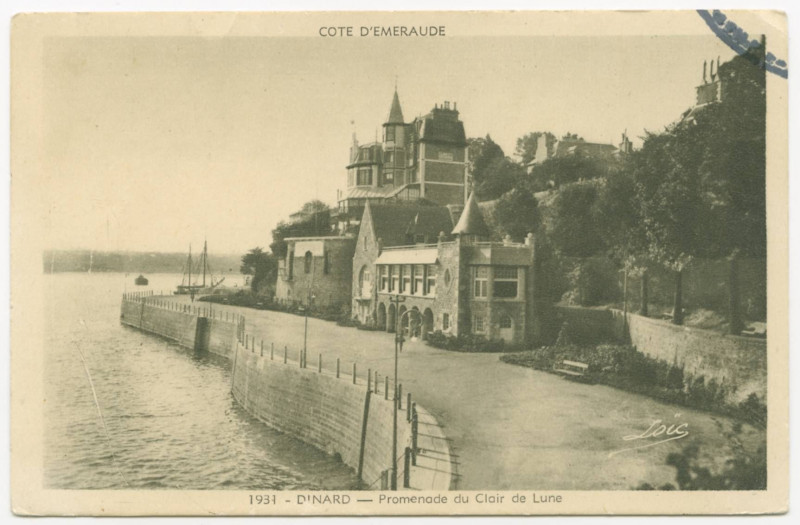Carte postale ancienne 1931 - Dinard _ Promenade du Clair de Lune.