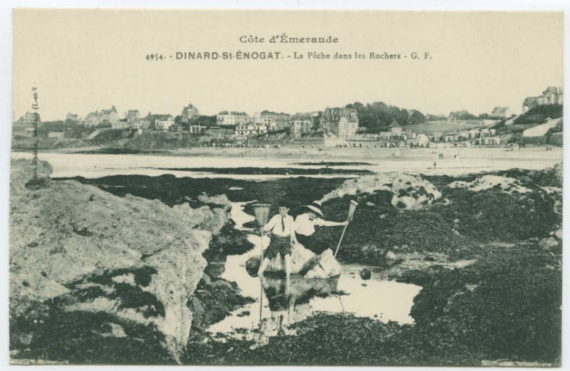 Carte postale ancienne 4954. - Dinard St-Enogat. - La Pêche dans les Rochers
