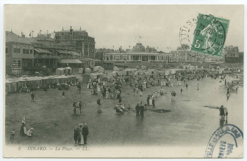 Carte postale ancienne 3 Dinard. _ La Plage. _ Ll.