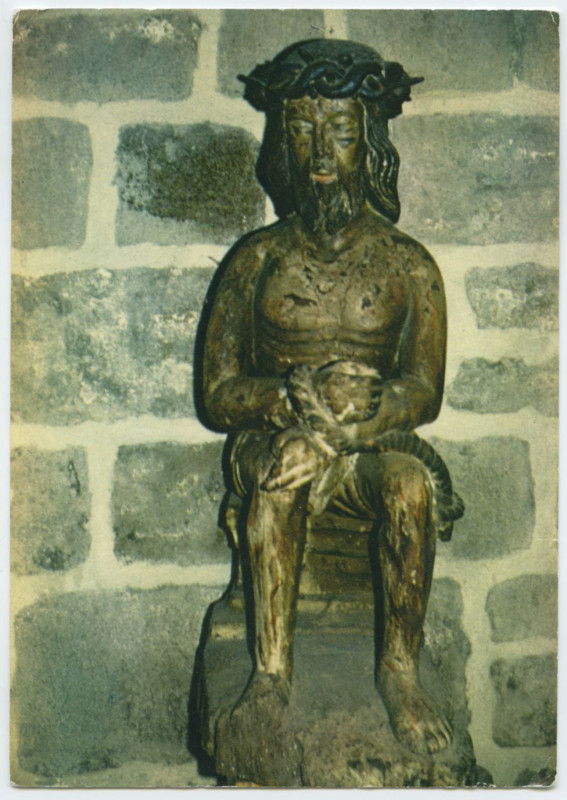 Carte postale ancienne Intérieur de la Cathédrale de Dol-de-Bretagne (XIIIe s.) : Statue Le Christ aux outrages.