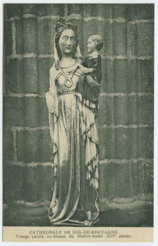 Carte postale ancienne Cathedrale De Dol-De-Bretagne. Vierge peinte au-dessus du Maître-Autel (XIVe siècle).