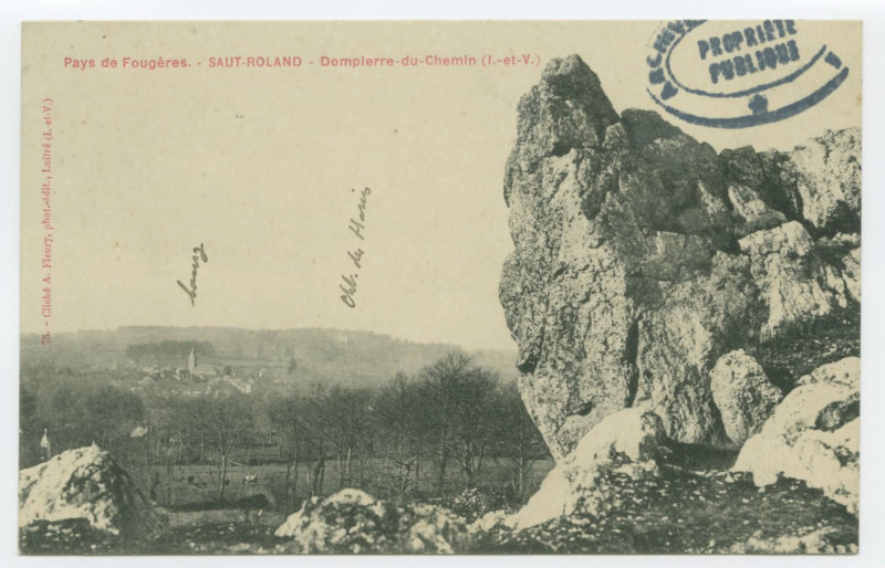 Carte postale ancienne Pays de Fougères. - Saut-Roland - Dompierre-du-Chemin (I.-et-V.).