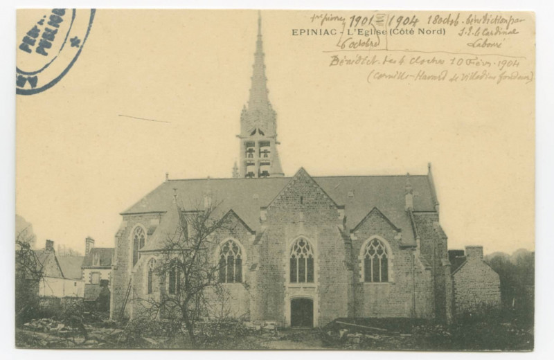 Carte postale ancienne Epiniac - L'Eglise (Côté Nord).