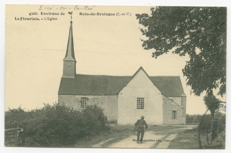 Carte postale ancienne 4500. Environs de Bain-de-Bretagne (I.-et-V.). La Fleuriais. - L'Eglise.