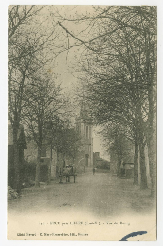 Carte postale ancienne 142. - Erce près Liffre (I.-et-V.). - Vue du Bourg.