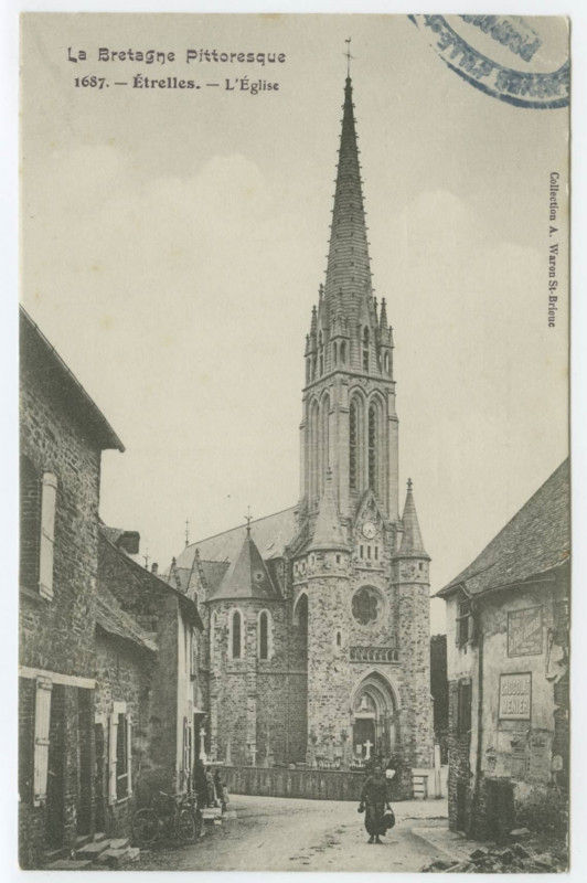 Carte postale ancienne 1687. - Etrelles. - L'Eglise.