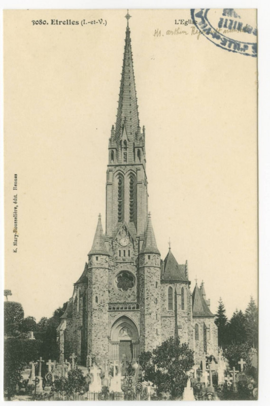 Carte postale ancienne 3080. Etrelles (I.-et-V.). L'Eglise.