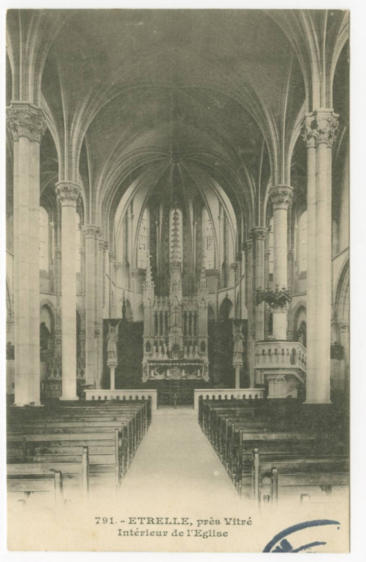 Carte postale ancienne 791. - ETRELLE, près Vitré. Intérieur de l'Eglise.