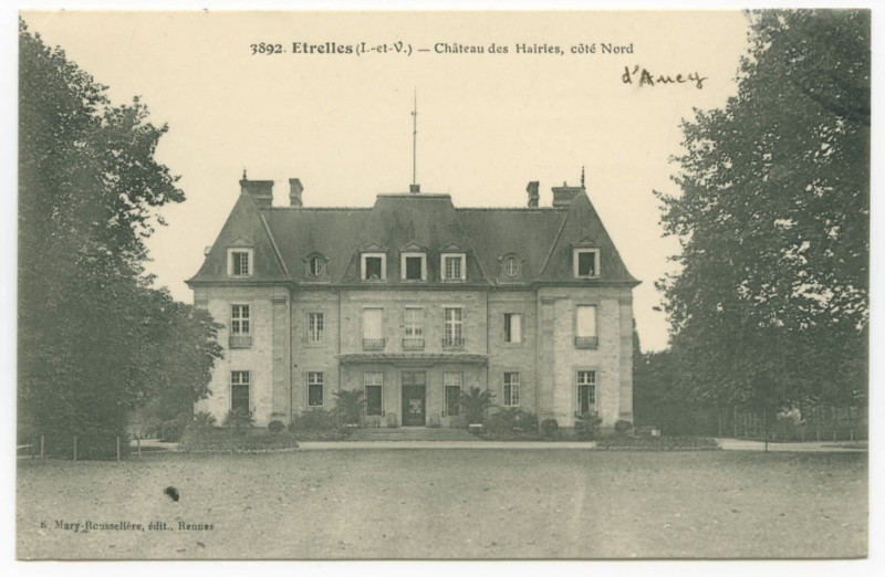 Carte postale ancienne 3892. Etrelles (I.-et-V.) - Château des Hairies, côté Nord.