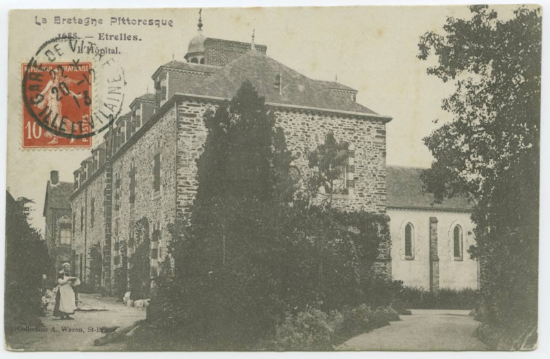 Carte postale ancienne 1688. - Etrelles. L'Hôpital.