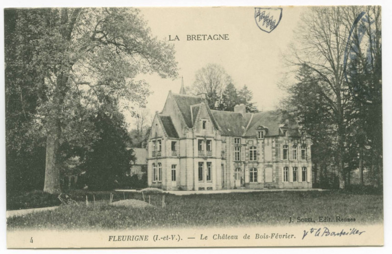 Carte postale ancienne 4  Fleurigne (I.-et-V.). - Le Château de Bois-Février.