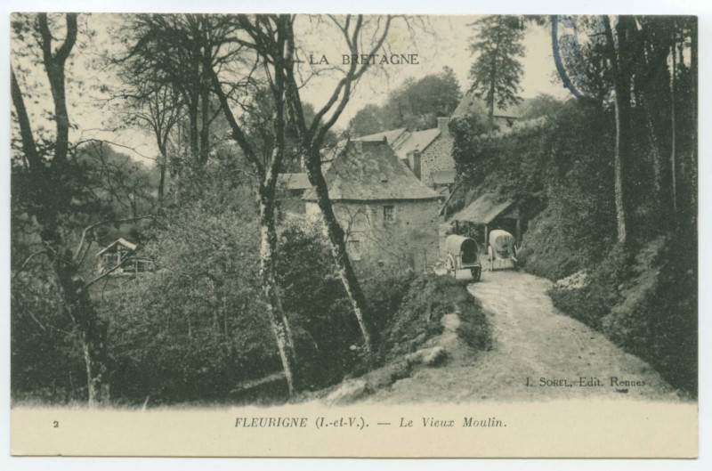 Carte postale ancienne 2  Fleurigne (I.-et-V.). - Le Vieux Moulin.