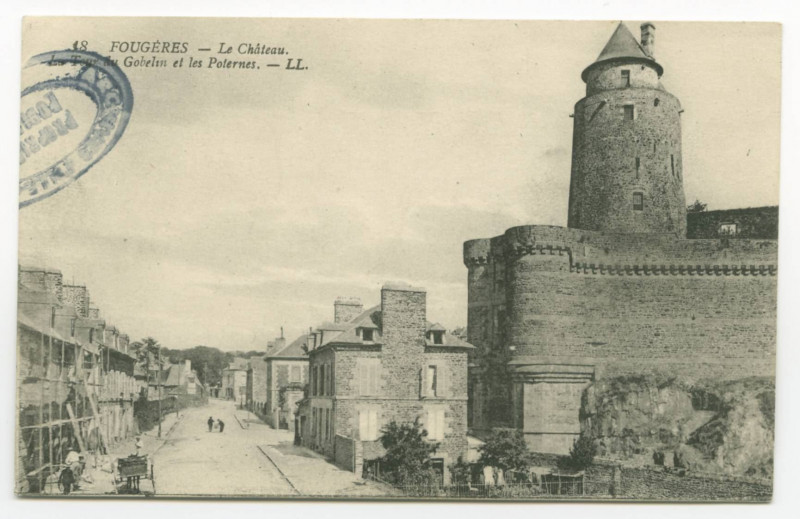 Carte postale ancienne 18 Fougeres _ Le Château. La Tour du Gobelin et les Poternes.