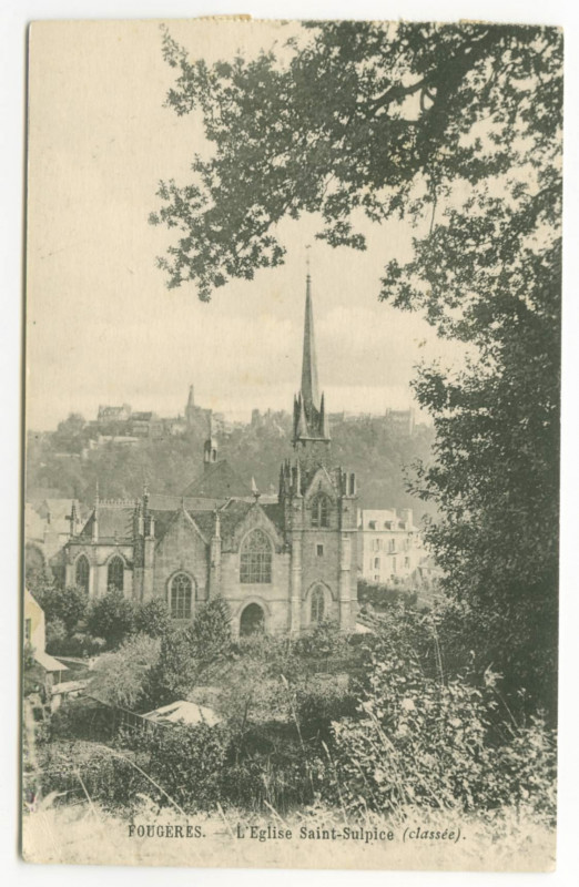 Carte postale ancienne Fougeres. - L'Eglise Saint-Sulpice (classée).