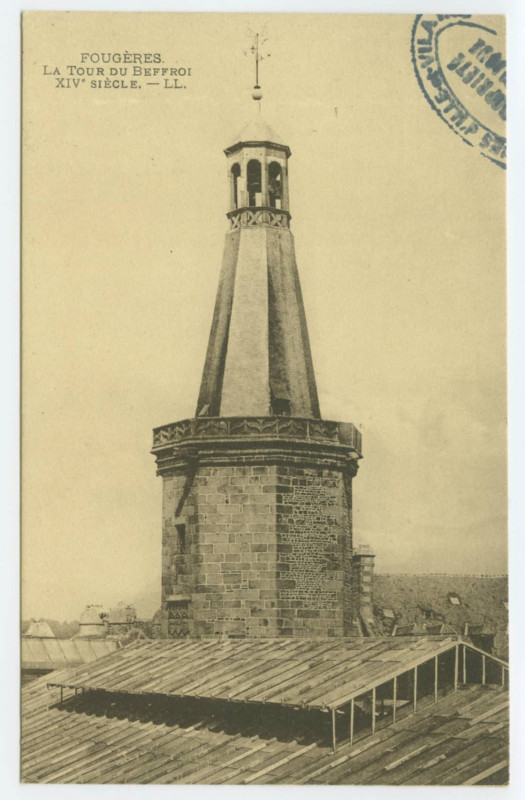 Carte postale ancienne Fougeres. La Tour du Beffroi - XIVe siècle. _ Ll.