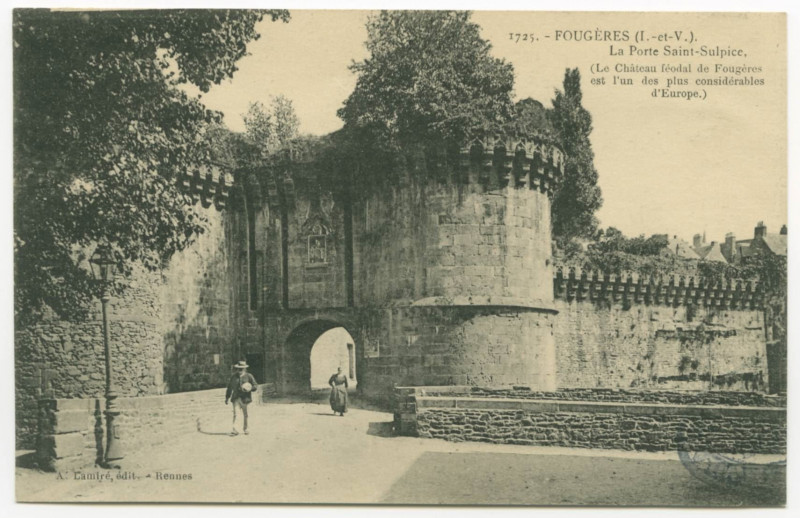 Carte postale ancienne 1725. - Fougeres (I.-et-V.). La Porte Saint-Sulpice.