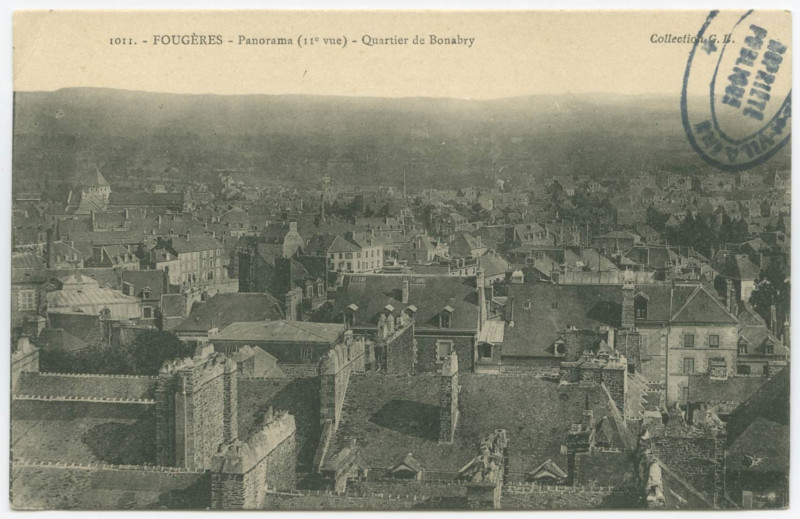 Carte postale ancienne 1011. - Fougeres - Panorama (IIe vue) - Quartier de Bonabry.