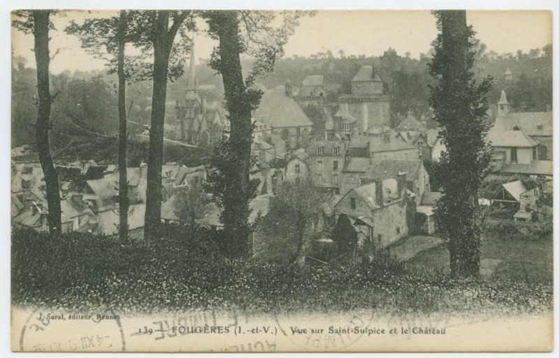 Carte postale ancienne 139 _ Fougeres (I.-et-V.) - Vue sur Saint-Sulpice et le Château.