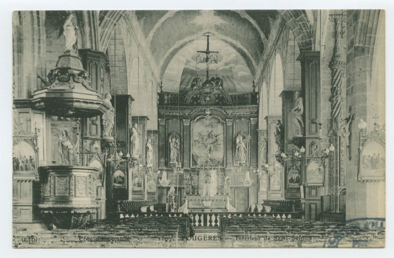 Carte postale ancienne 1807. Fougeres - Intérieur de Saint-Sulpice.