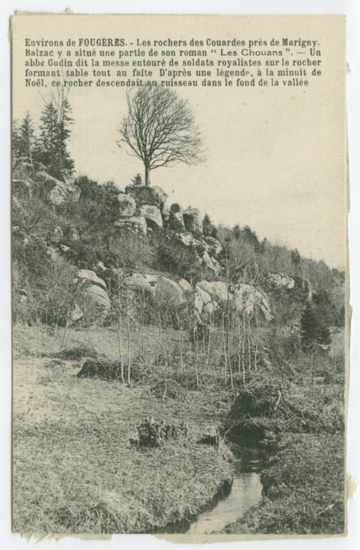Carte postale ancienne Environs de Fougeres. - Les rochers des Couardes près de Marigny.