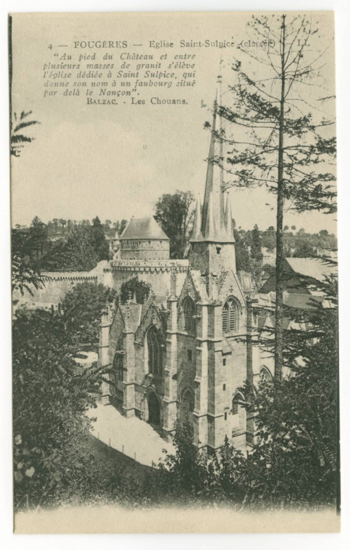 Carte postale ancienne 4 Fougeres - Eglise Saint-Sulpice.