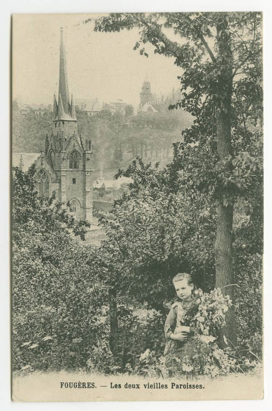 Carte postale ancienne Fougeres - Les deux vieilles paroisses.