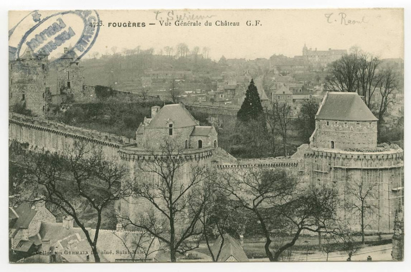 Carte postale ancienne 4723. Fougeres - Vue Generale du Château G. F.