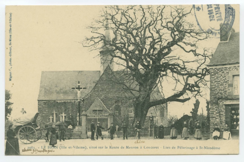 Carte postale ancienne 2083 - Le Bran (Ille et -Vilaine), situé sur la Route de Mauron à Concoret - Lieu de Pèlerinage à St-Nicodème.